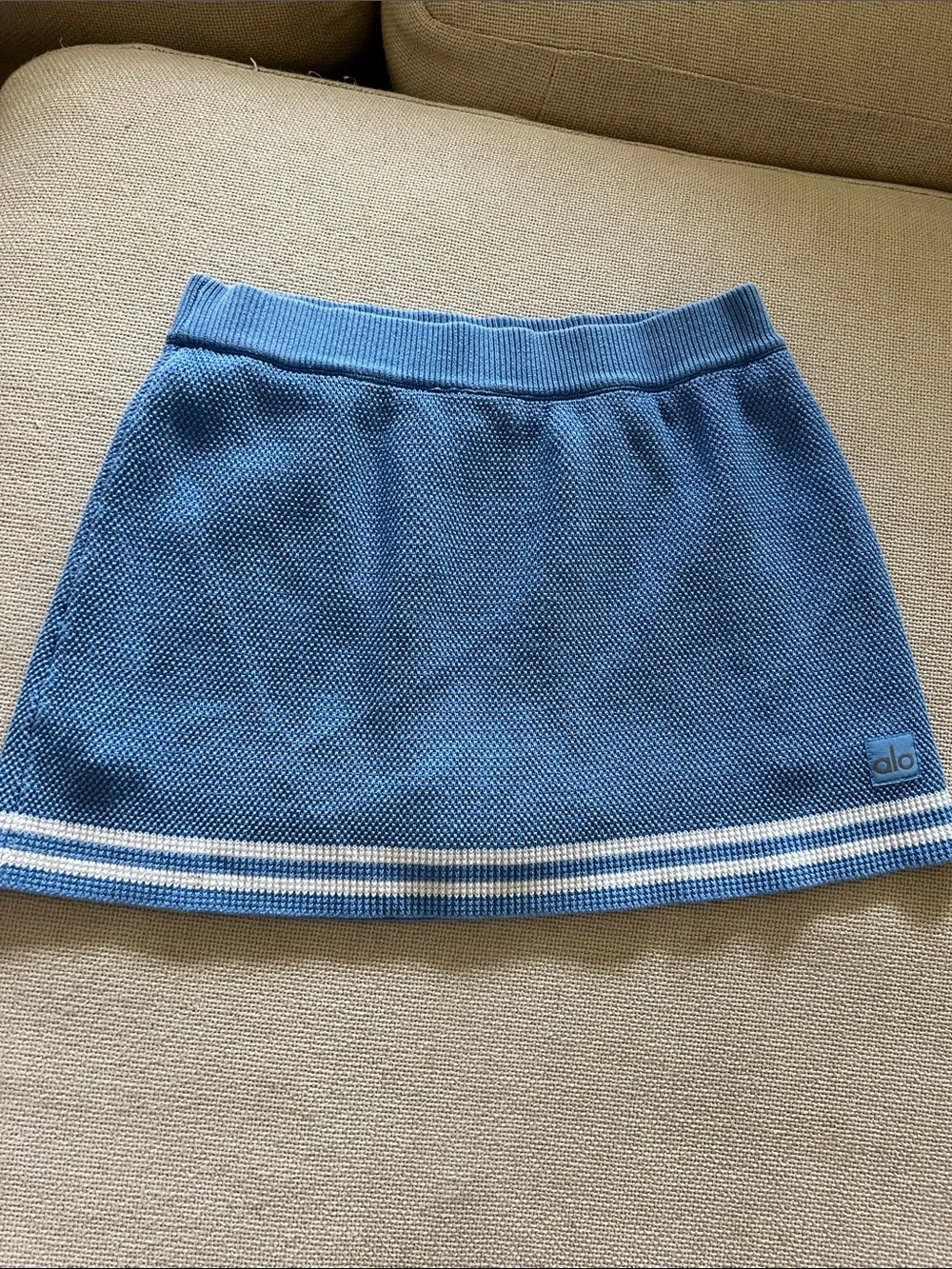 Alo Tennis Club Crystal Blue Knit Skirt with Built-in Shorts